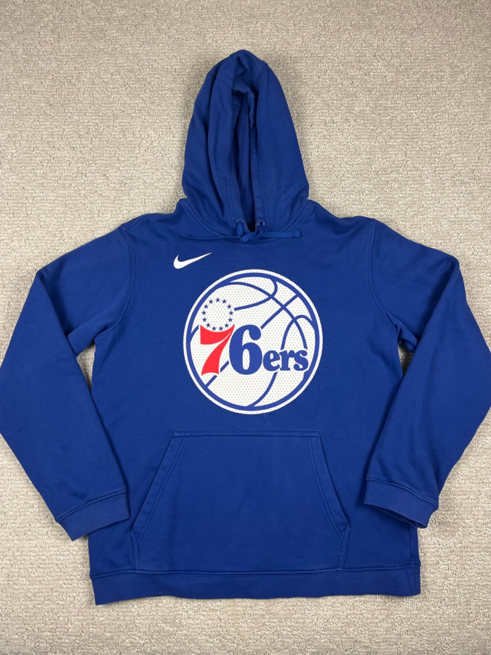 Nike MENS PHILADELPHIA 76ERS HOODIE HOODED SWEATSHIRT BLUE Large Swoosh